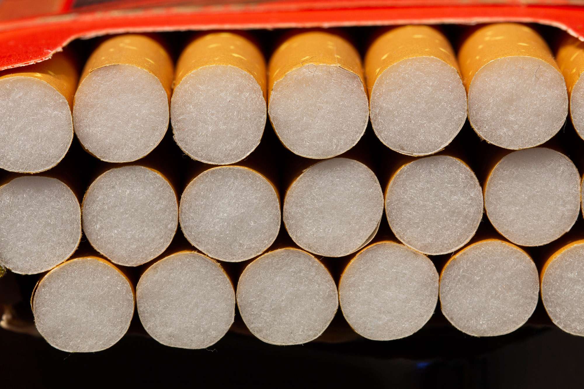 Stacks of cigarettes filters.