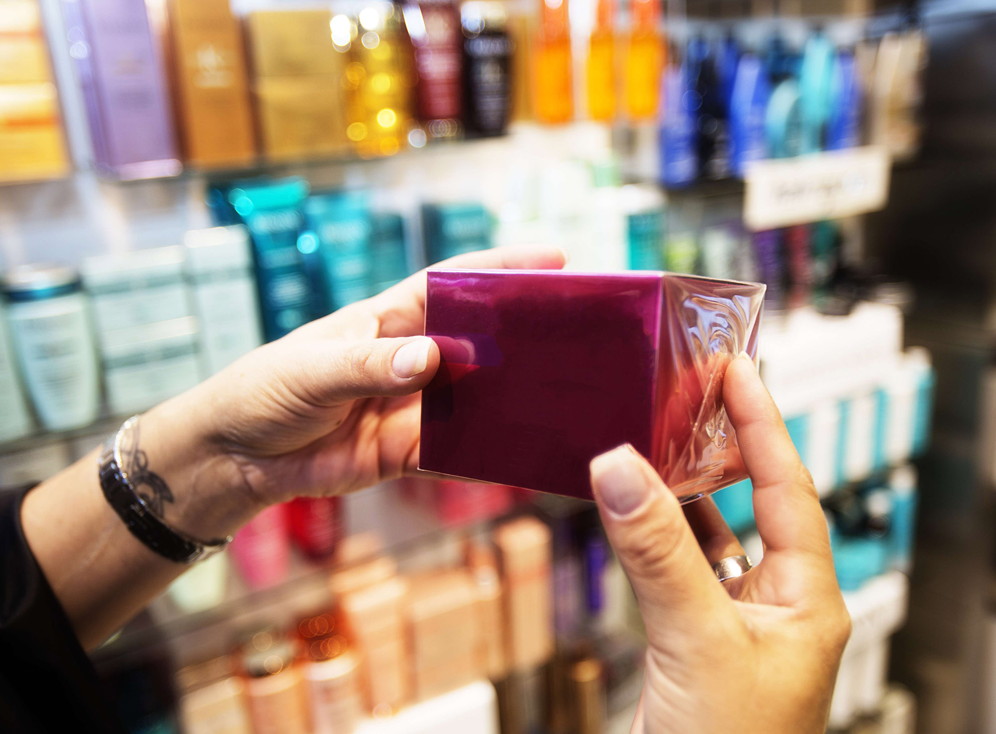 A luxury cosmetics box at a drugstore.
