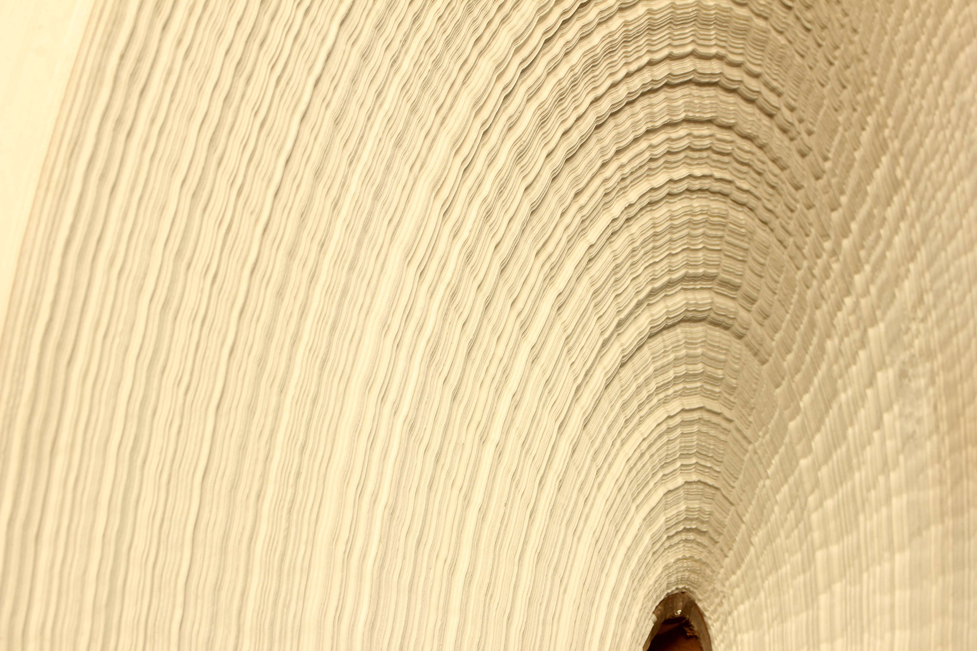 Close up view of a large roll of paper.